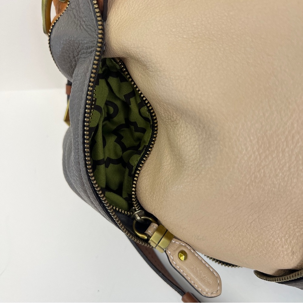orYANY Bag Lian Color-block Pebbled Leather Shoulder Purse Satchel Zipper Detail - Picture 5 of 11